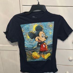 Navy Van Gogh Mickey Mouse Shirt